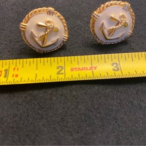 Vintage White Enamel Nautical Clip on earrings